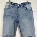 Free People  Maggie Straight Leg Mid Rise Distressed Denim Jeans in Blue US 28 Photo 6