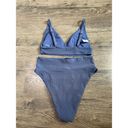 Aerie Womens  scoop top high cut cheeky bikini set blue textured size S and M Photo 1