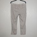 The Loft  Cream & Blue Stripe Marisa Linen Blend Crop Pants Size 4 Photo 4