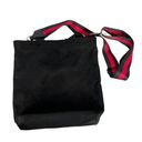 Quilted Koala Town Crossbody Tote Bag in Vegan Black Suede with Red/Black Strap Photo 5