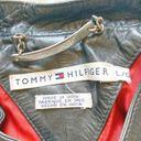 Tommy Hilfiger  Black Leather Motorcycle Jacket Large Photo 2