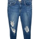 L'Agence  Women's Marcelle Slim Fit Jeans Authentique Distressed Denim Raw Hem 26 Photo 1