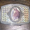 Vintage Horse Belt Buckle Silvertone Metal & Holographic Cowboy Western RARE Photo 0