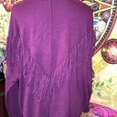 DKNY  maroon Vneck woman’s fringe sweater medium Photo 4