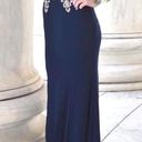 XScape Navy Blue And Gold Prom Dress Photo 1