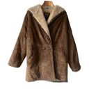 EXPRESS Vintage  Suede Leather Parka Jacket Hooded Faux Fur Lining Oversized OS Photo 0