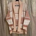 Free People  Cozy Cabin Chunky Knit Boho Ivory Peach Cardigan Sweater Oversized X Photo 0