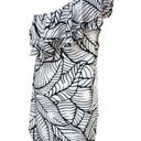 Apt. 9 Asymmetrical White/Black Leaf Print Ruffle One Shoulder Shift Dress Photo 0