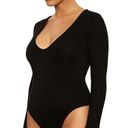 Naked Wardrobe  New Bodysuit Womens Extra Small Black Long Sleeve V Neck NWT Photo 4