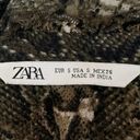 ZARA  Green Python Snake Print Open Front Tassel Fringe 3/4 Sleeve Blouse Top S Photo 3