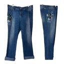 INC  Denim Jeans Boyfriend Regular Fit Stretch Floral Embroidery Women’s Size 16 Photo 8