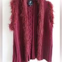 Rachel Zoe  Burgundy Red Knit Vest with Faux Fur Trim Photo 0