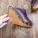sbicca  • Guthrie wedge sandal platform brown leather peep toe mule slide clog Photo 6