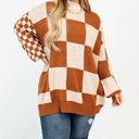 Andthewhy  Brown Checkered Oversized Sweater Sz S NWT Photo 0