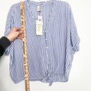 Elan  Striped Tie Front Top Button Down Short Sleeve Women’s Size Small NWT Photo 9