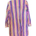 Roller Rabbit  Linen Collared Striped Tunic Size Medium Rainbow Colorful Photo 1