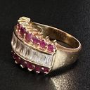 Ruby Vintage Wide Band  And CZ Princess Ring Photo 3