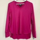 Bobeau  Women’s Long Sleeve V Neck Flowy Tee Fuchsia Size Medium NWT Photo 2