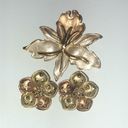 Bordeaux  Brand Vintage Satin Silver & Gold Tone Brooch Pendant & Earrings Set Photo 4