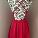 Soprano  Women's V Neck Spaghetti Strap Red Fit to Flare Pleat Dress Size L. Photo 3