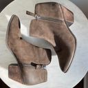 Frye  Judith Double Zip Heeled Ankle Western Boot - Faux Suede - Taupe - Size 8 Photo 4