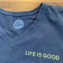 Life is Good  T-Shirt Blue Take Me To The Ocean Beach Women’s Medium Photo 1