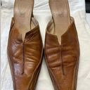 Vera Pelle Authentic Italian leather  slip on heels with stitching Size 8.5 Photo 0