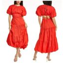 Cinq à Sept NWT CINQ A SEPT Maisey Puffed Sleeve Tiered Open-Back Midi Dress SIZE 0 Photo 1