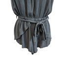 Elan  Strapless Elastic Waist Palm Green Belt Flutter Front Romper Coverup Small Photo 2