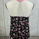 Marilyn Monroe  Pajama Tank Top Camisole Black Floral White Lace Pink Straps Photo 3