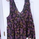 American Eagle  Black Floral V Neck Tank Top Black Gold Size XXL Photo 0