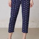 Anthropologie LEIF NOTES By‎  Cropped Paisley Method Trousers Pants Blue Size 6 Photo 0