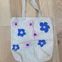 Daisy Hand painted  tote bag blue and pink Photo 0