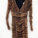 ZARA NWT  Snakeskin Tulle V-Neck Bodycon Mini Dress S Brown Photo 2