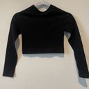 Urban Threads Seamless Long Sleeve Crop Top Biker Short Set Womens Small Black Photo 5