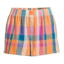 Women's Woven Pajama Boxer Shorts nwt with pockets Size large orange plaid Photo 0