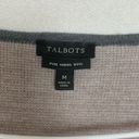 Talbots  women's medium merino wool cardigan open front striped tan gray cream Photo 1