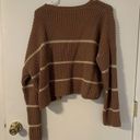 The Moon  & madison Womens Sweater sz M Brown Striped Tight Knit Hem Crew Pullover Photo 5