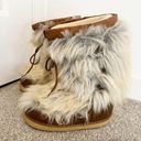 The Moon Modes Vintage Tall Fur Lace Up Boots Apres Ski Vtg Brown Leather Size EU 37 Photo 2