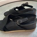 Eileen Fisher Woman’s Black Wedge Nubuck Leather Buckle Strappy Sandals, Sz 10 Photo 12