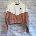 Nike  Sweater Womens Medium Cropped Color Block Fleece Sweatshirt Crewneck Photo 0