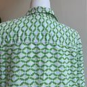 Caslon  Green Geometric Button Up Roll Tab Sleeve Women L Linen Blend Collared Photo 8