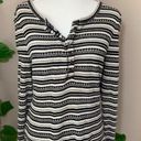 Lucky Brand  Black White Striped Henley Sweater Photo 0