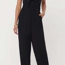 Loft  Beach smocked tie front jumpsuit wide leg flowy pants leg tank top black XS Photo 0