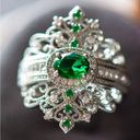 Sterling Silver Eden Emerald  Ring,  Over Brass,
S925 Stamped Photo 0