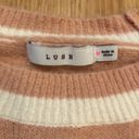 Lush Clothing Lush Women’s Sweater Striped Crewneck Mauve Cream Medium NWOT Photo 2