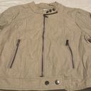 Bar III  - Beige Moto Style Cropped Full Zip Jacket- 100% Polyurethane - Size XL Photo 6