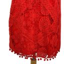 Tularosa  Red Lace Crochet Pom Pom Detail Shift Cocktail Dress Size S NEW w Tags Photo 8