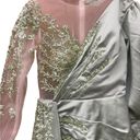 Mermaid Evening Dress Long Sleeves 3D Floral Appliques Satin V Photo 3