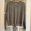 Billabong NWT  Women’s Cropped Gray Crew Neck Sweatshirt Tie Front Soft Size S Photo 2